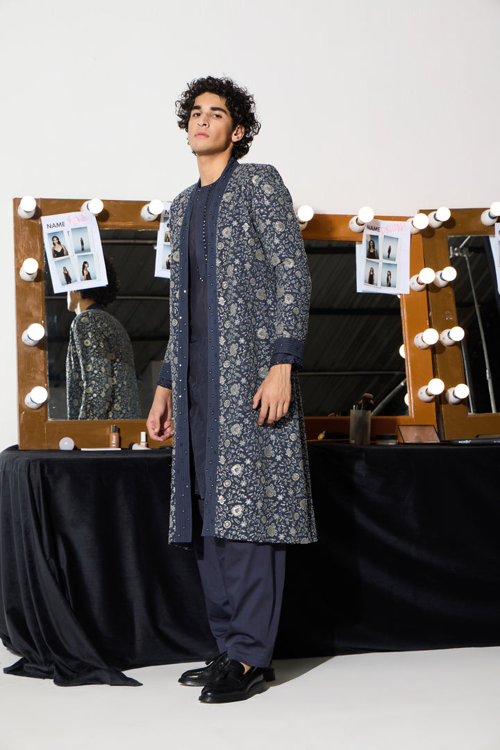 Long Overlay Chikankari Kurta