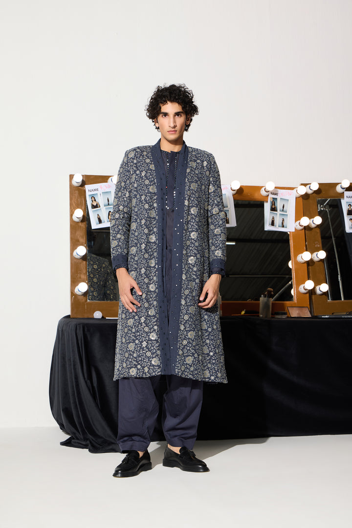 Long Overlay Chikankari Kurta