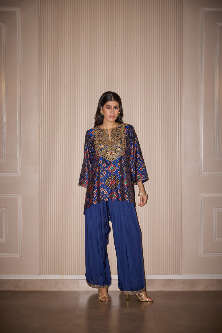 Shot and Long Patola Kurta With Embellished Dhoti Salwar