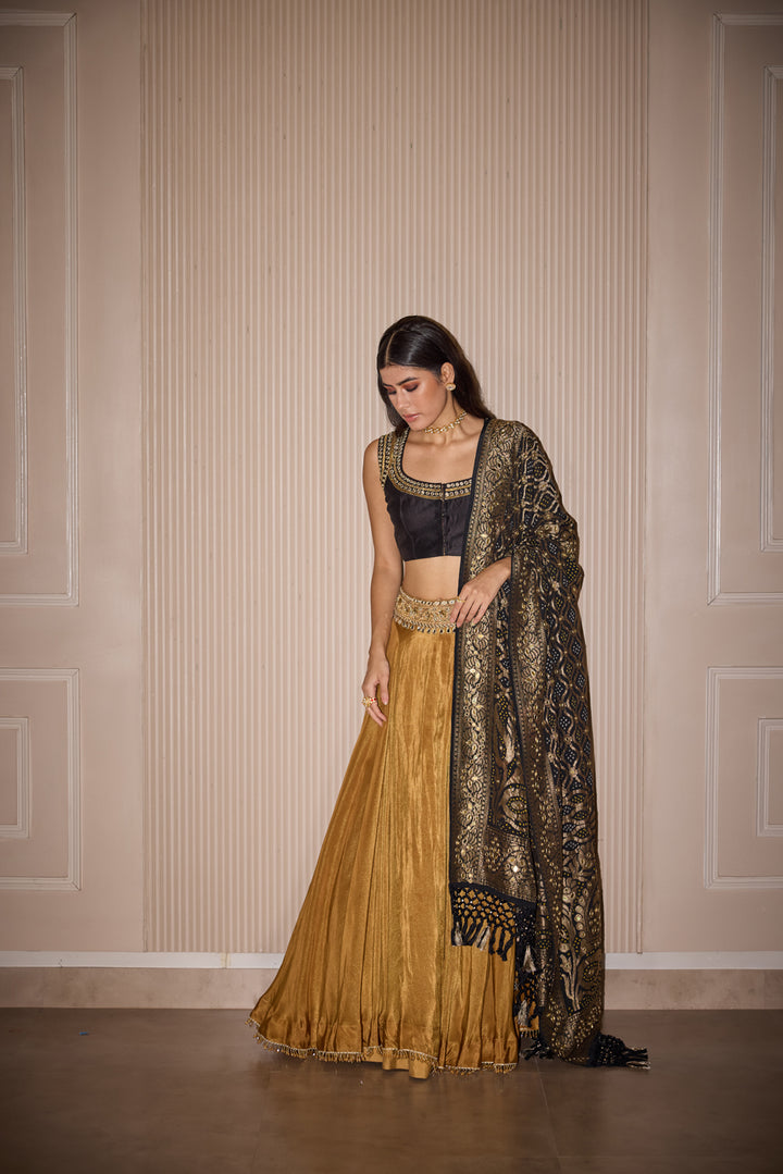 Golden Tissue Lehenga Set