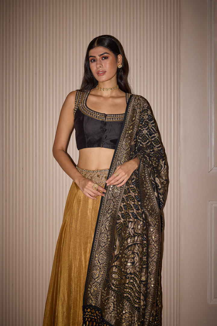 Golden Tissue Lehenga Set