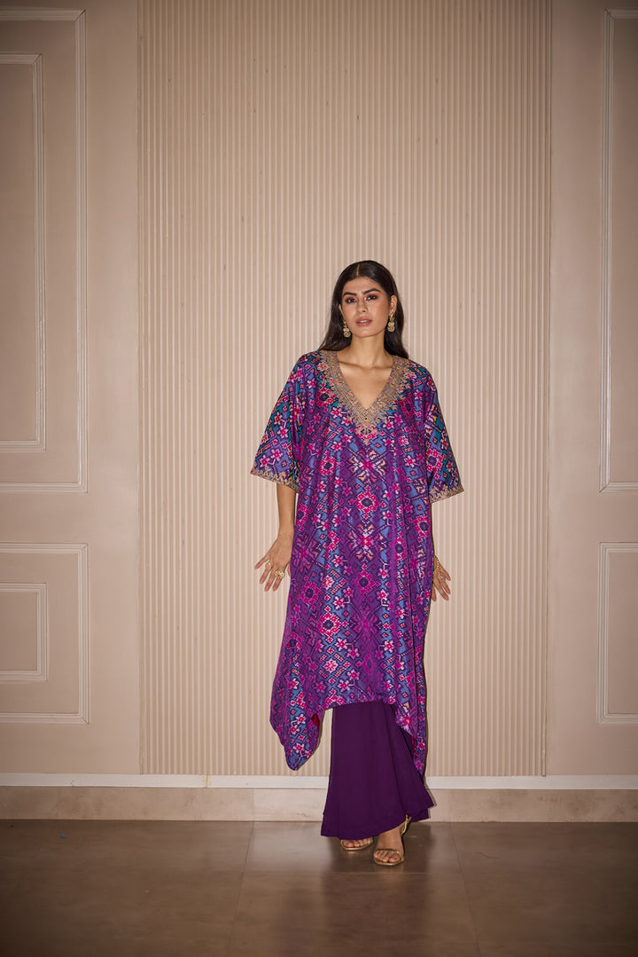 Long Patola Kurta with Georgette Flared Plazzos