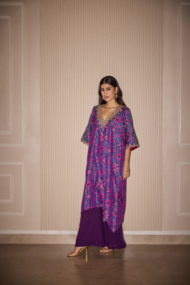 Long Patola Kurta with Georgette Flared Plazzos