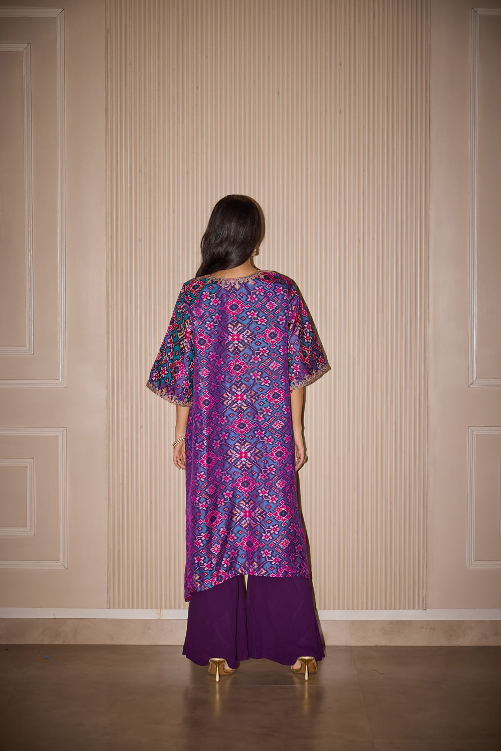 Long Patola Kurta with Georgette Flared Plazzos