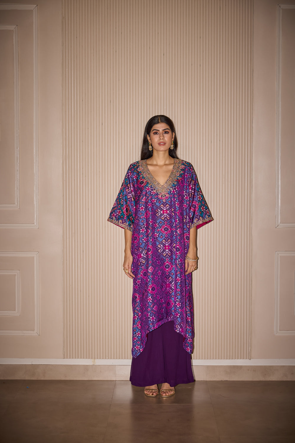 Long Patola Kurta with Georgette Flared Plazzos