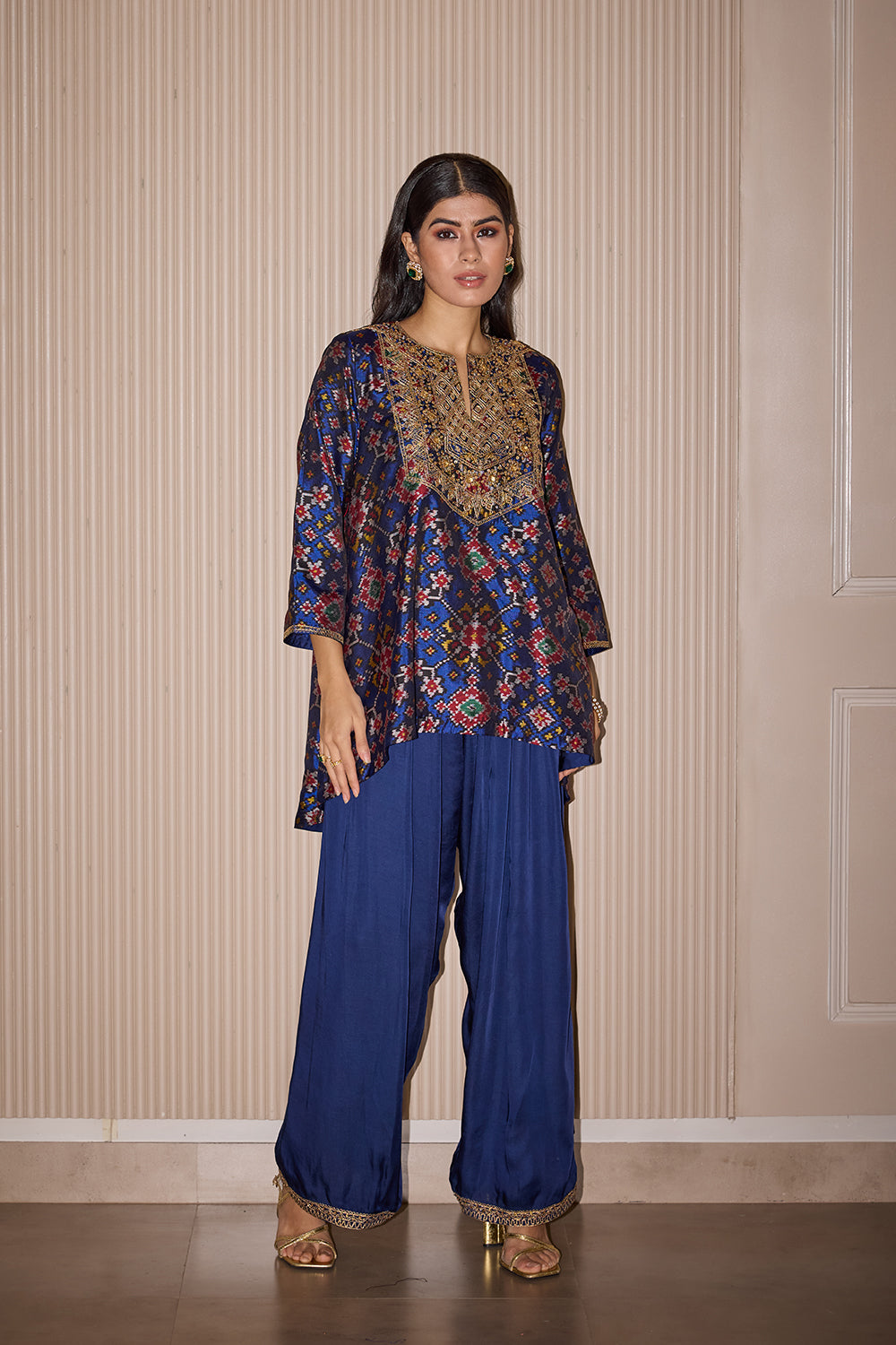 Shot and Long Patola Kurta With Embellished Dhoti Salwar