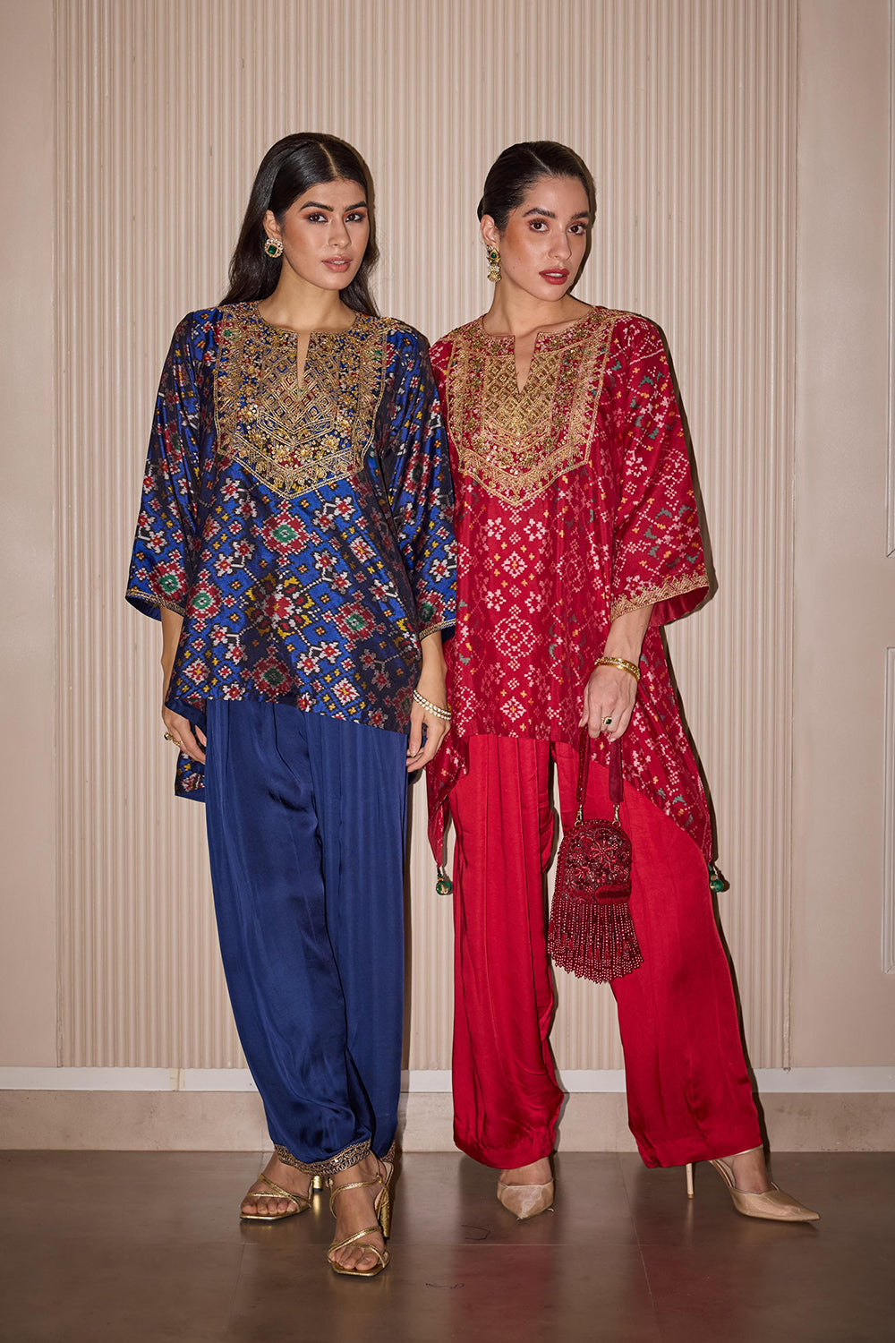 Shot and Long Patola Kurta With Embellished Dhoti Salwar