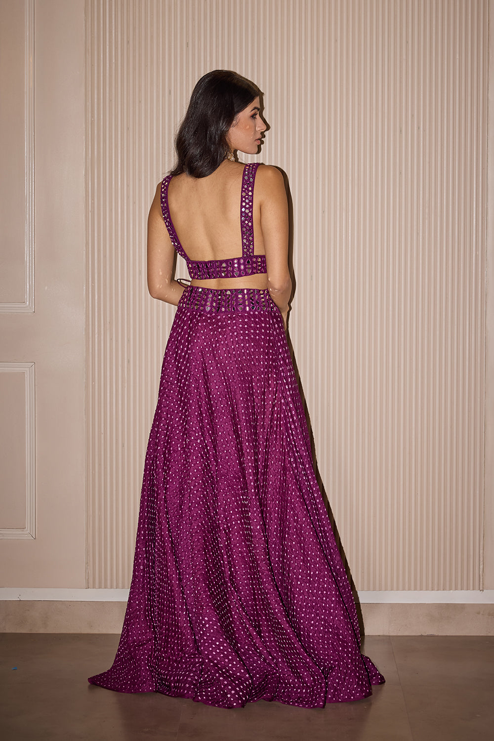 Raidana Bandhani Purple Lehenga Set