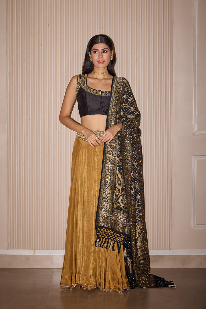 Golden Tissue Lehenga Set