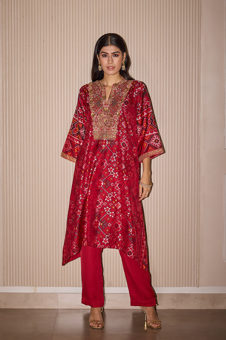 Long Straight Patola Kurta with Straight Pants