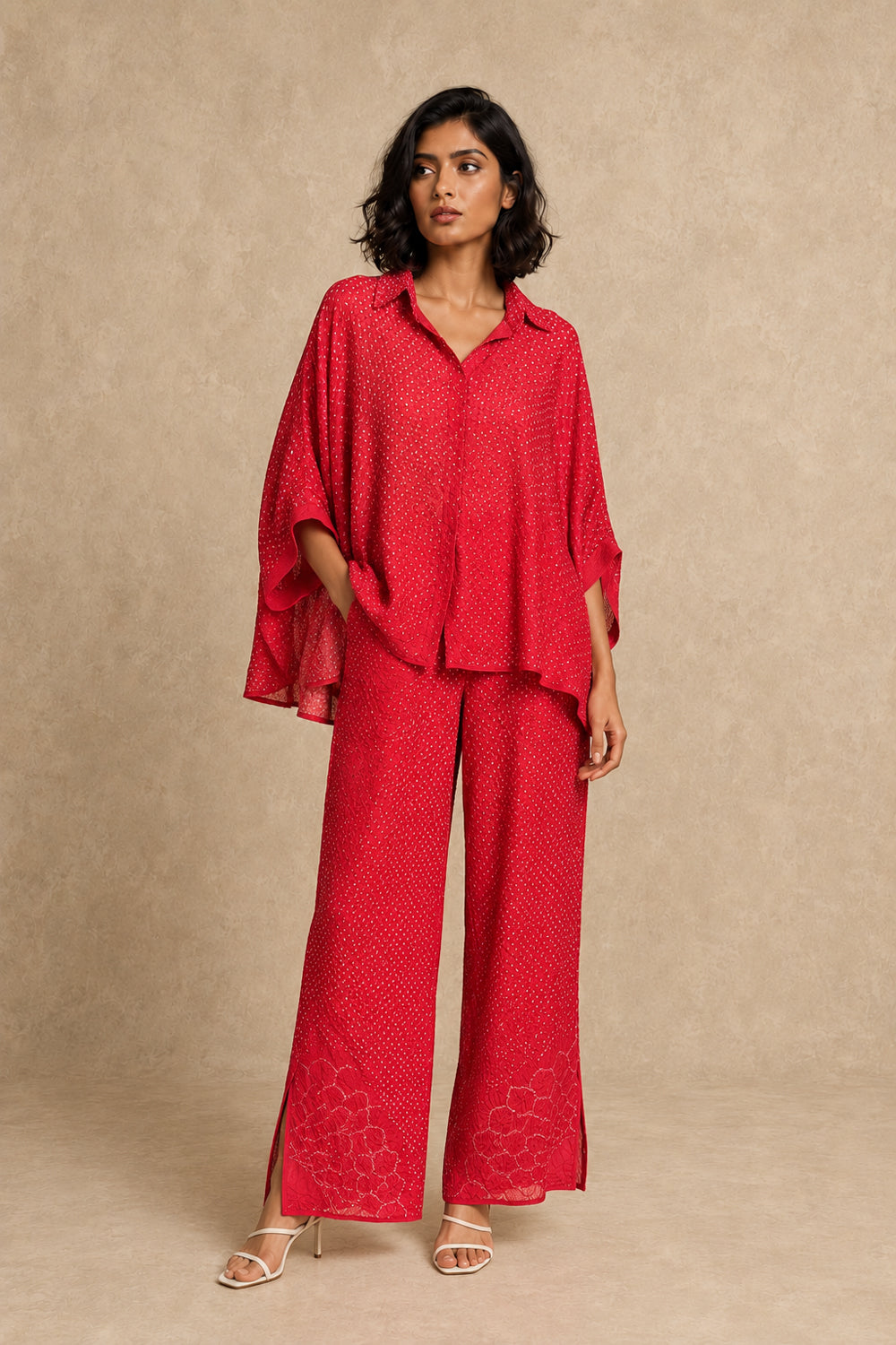 Crushed Bandhani Slit Pant