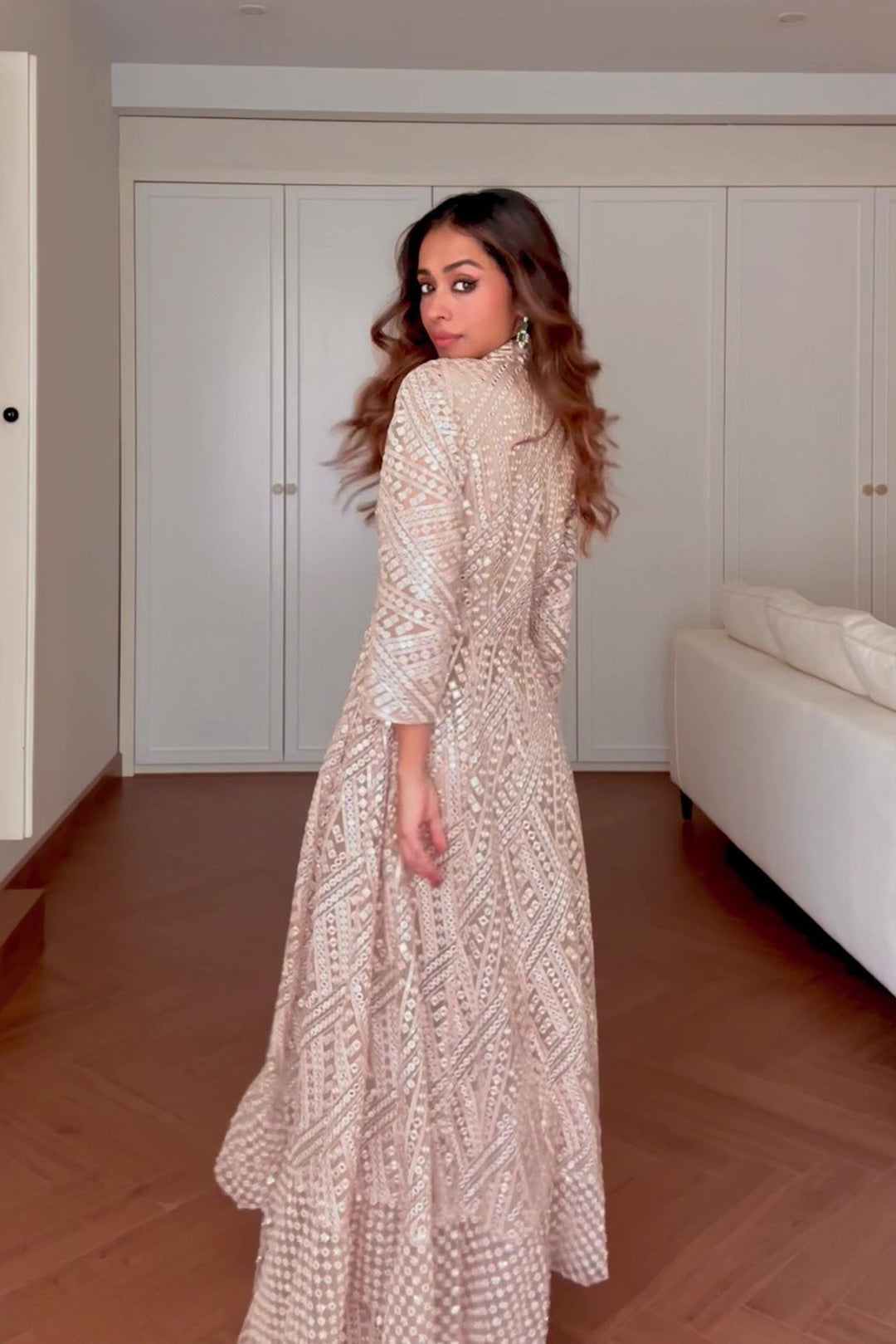 Smridhi in our Asym peplum blazer with Flared Shararas