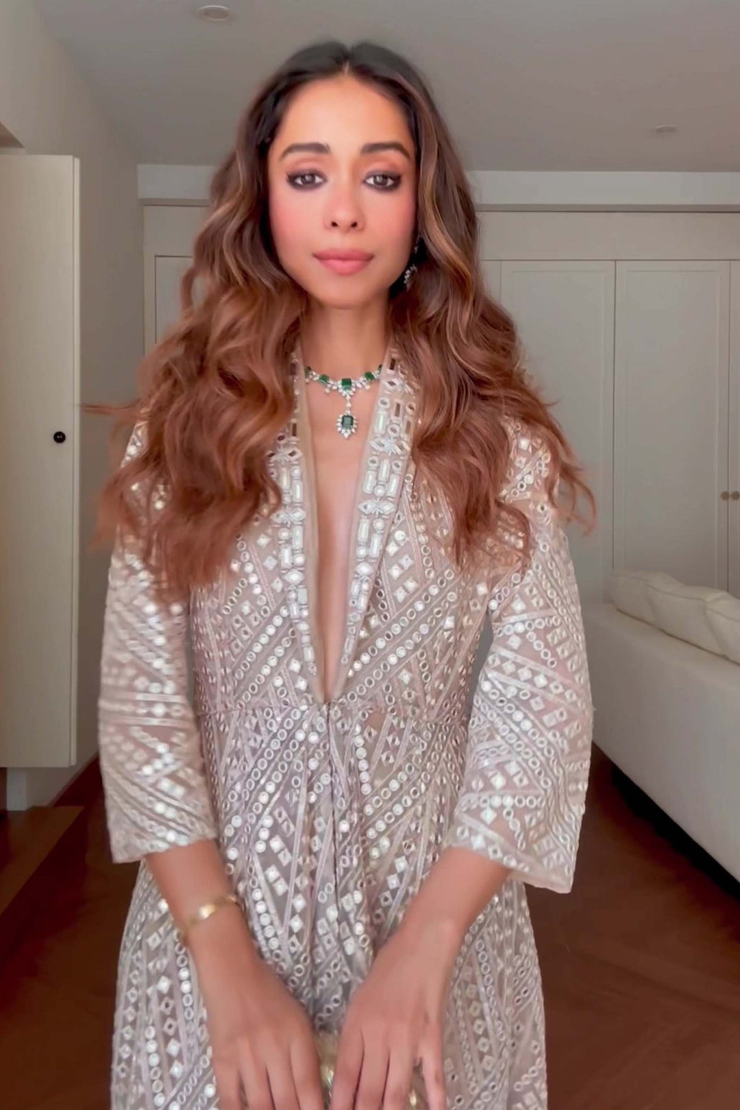 Smridhi in our Asym peplum blazer with Flared Shararas