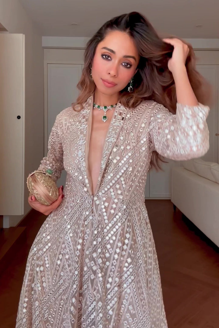 Smridhi in our Asym peplum blazer with Flared Shararas