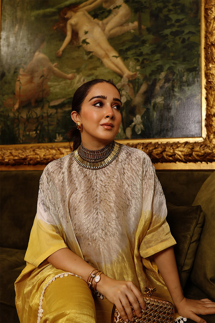 Tissue And Chanderi Shibori Kaftan Top