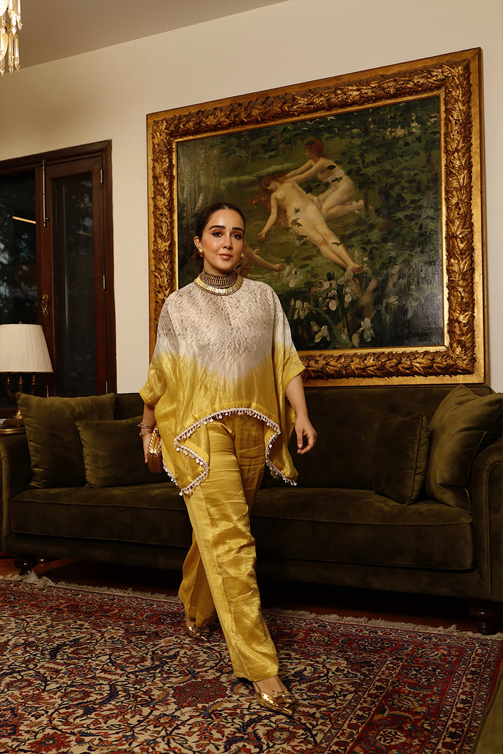 Tissue And Chanderi Shibori Kaftan Top