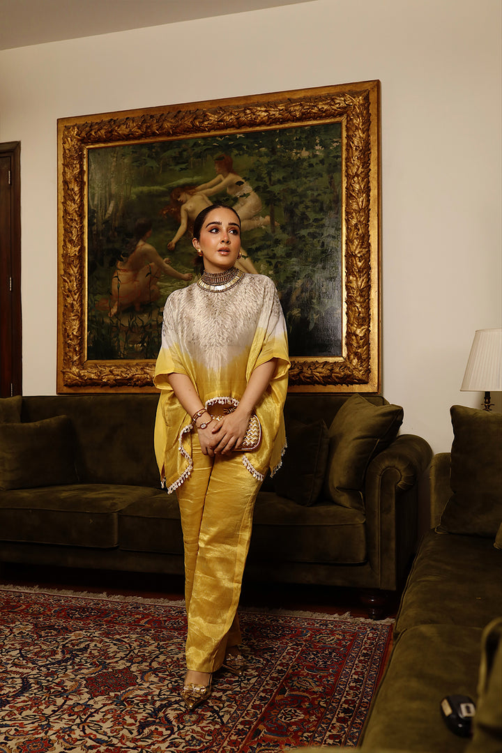 Tissue And Chanderi Shibori Kaftan Top