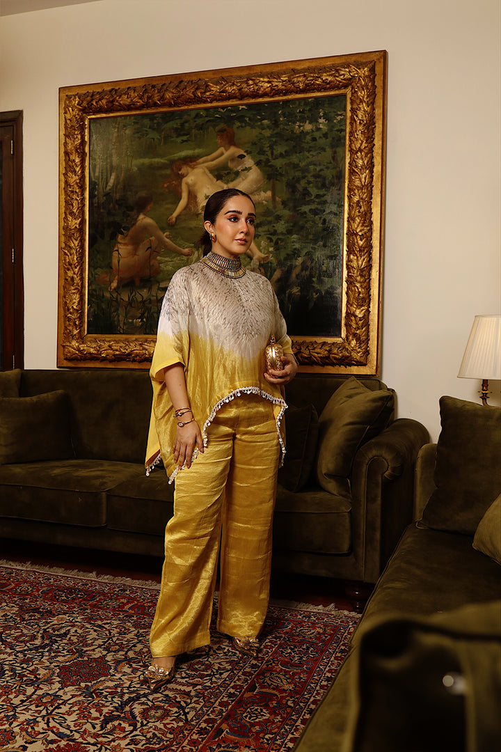 Tissue And Chanderi Shibori Kaftan Top