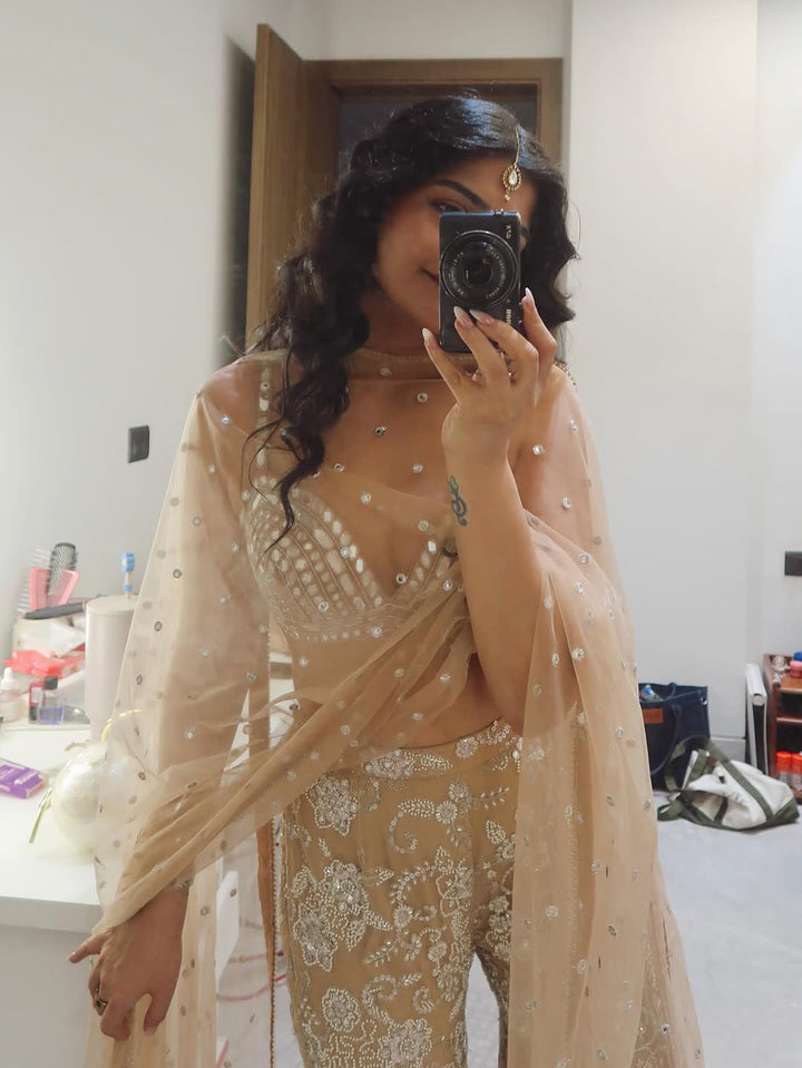 Kritika Khurana in our Mirror Work Bralette With Shararas Pants and Dupatta
