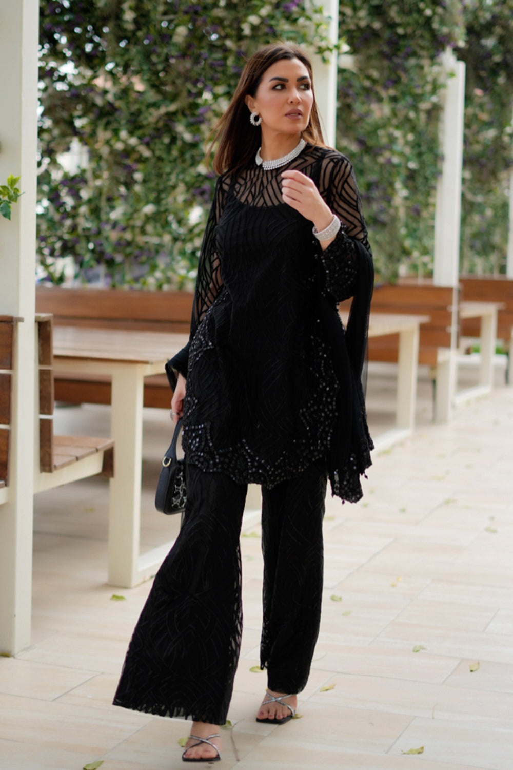 Sonia Kamran  in our Applique Kurta With Inner and Palazzos