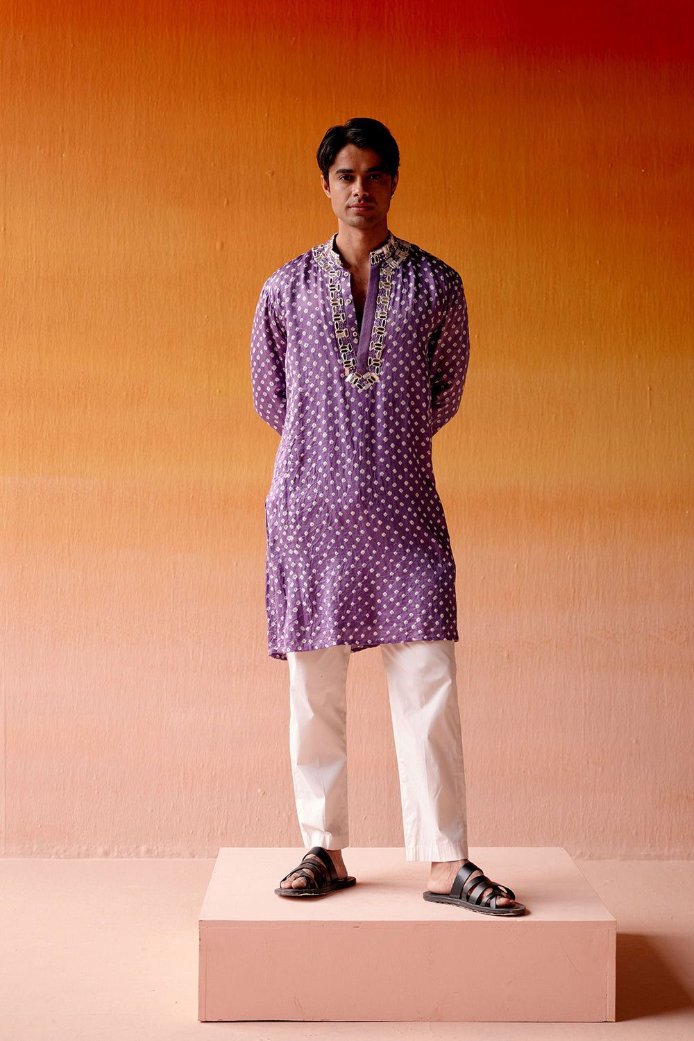 BANDHANI KURTA WITH STRAIGHT PANTS