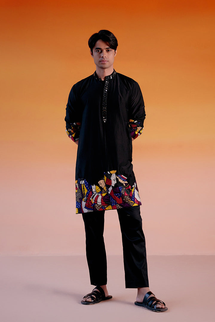 ART DECO KURTA WITH BLACK PANTS