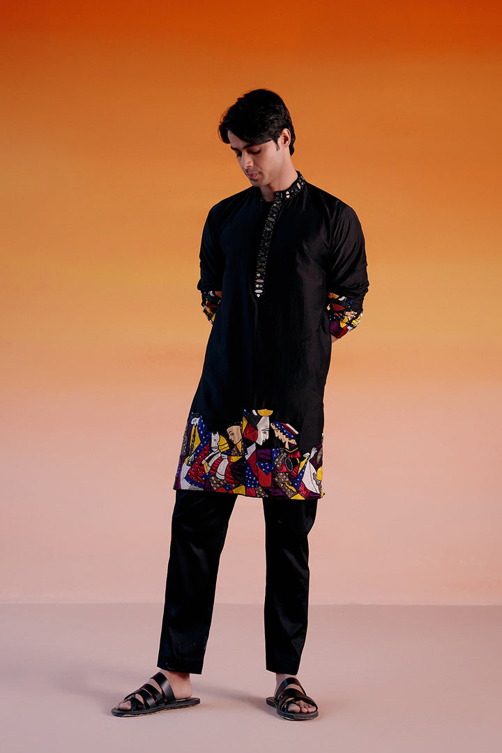 ART DECO KURTA WITH BLACK PANTS