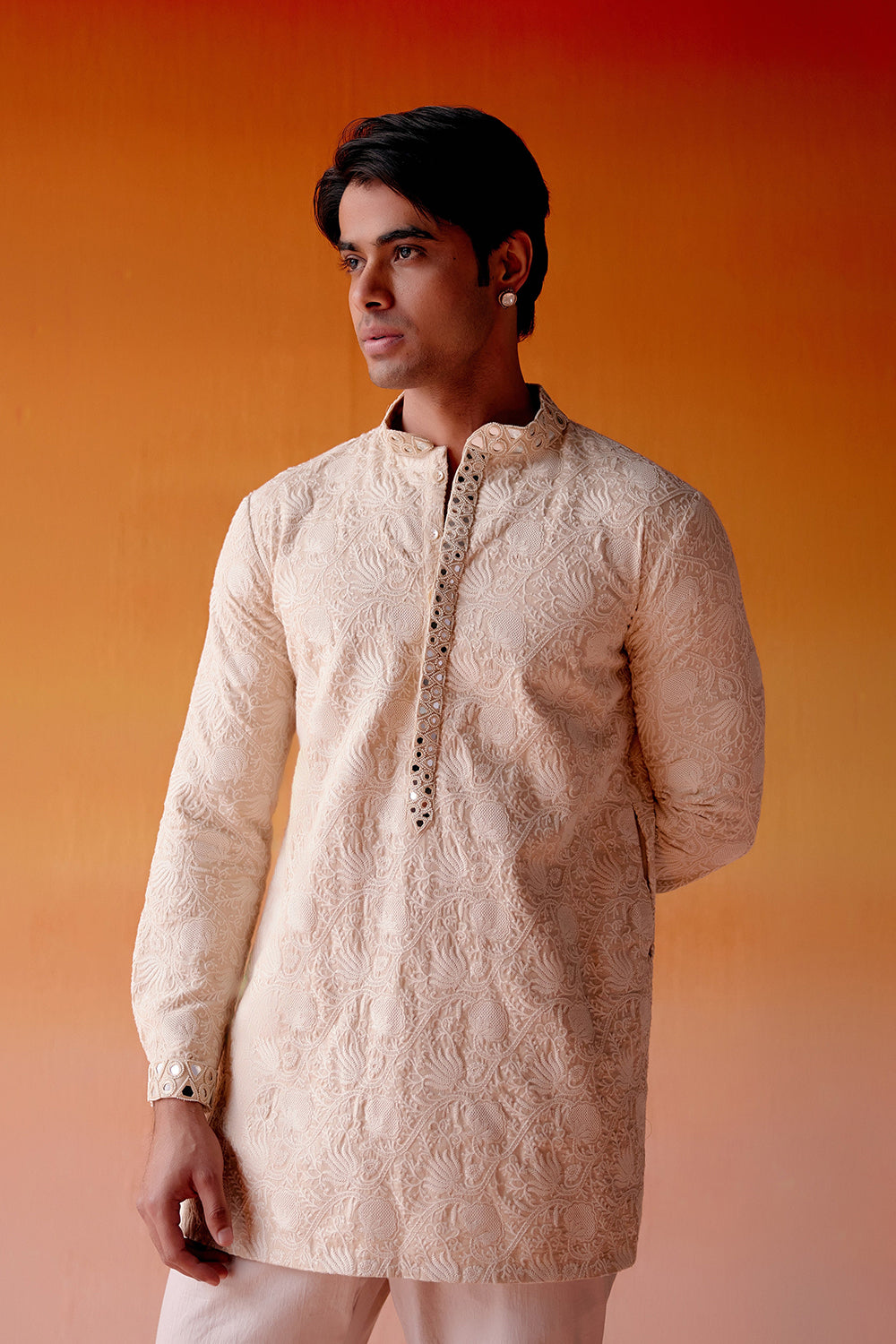 CHIKANKARI KURTA SHIRT WITH STRAIGHT PANTS