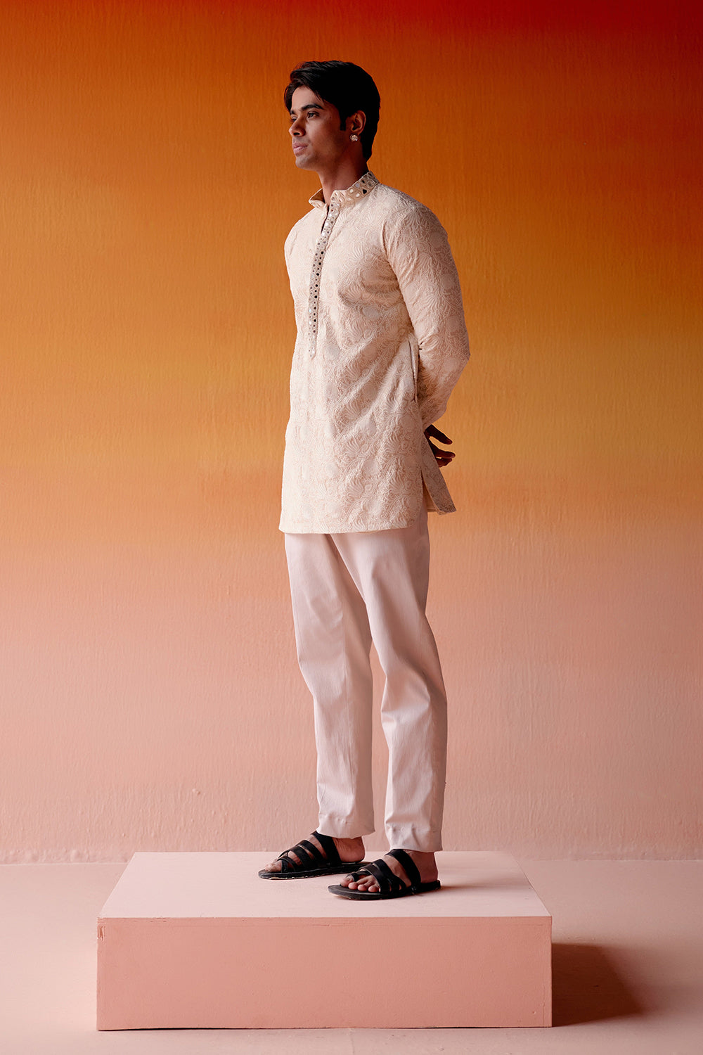 CHIKANKARI KURTA SHIRT WITH STRAIGHT PANTS