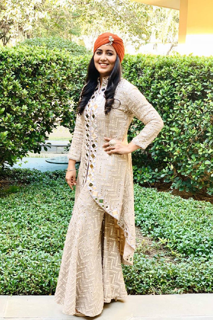 Harshdeep Kaur in our Mirrorwork Sharara