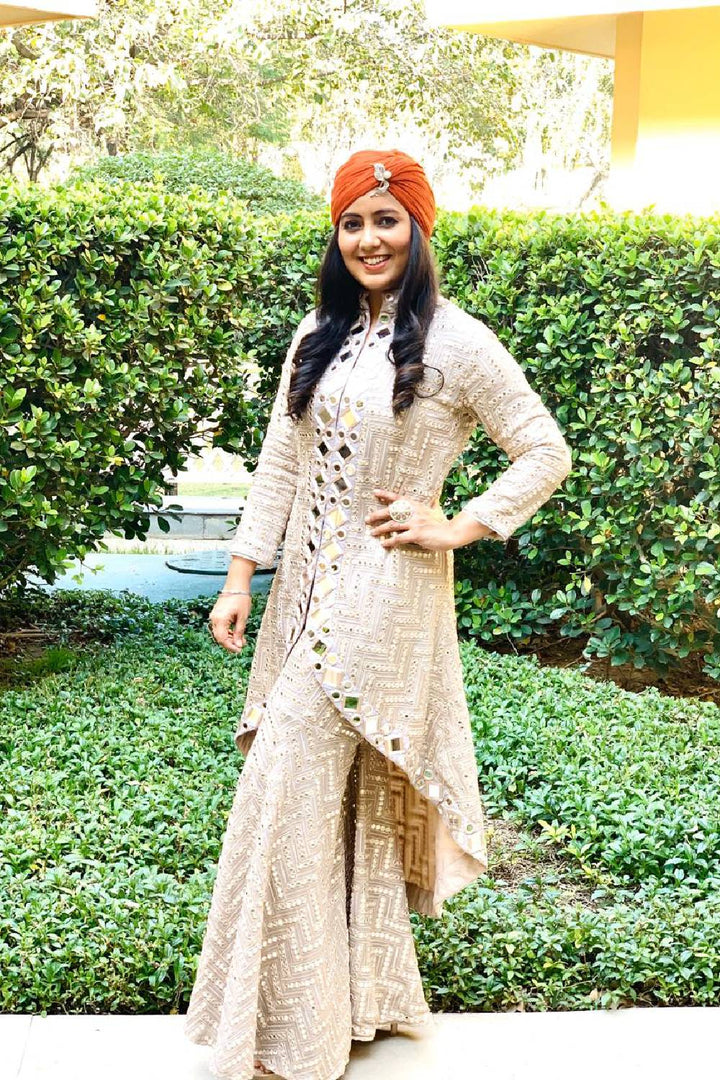 Harshdeep Kaur in our Mirrorwork Sharara