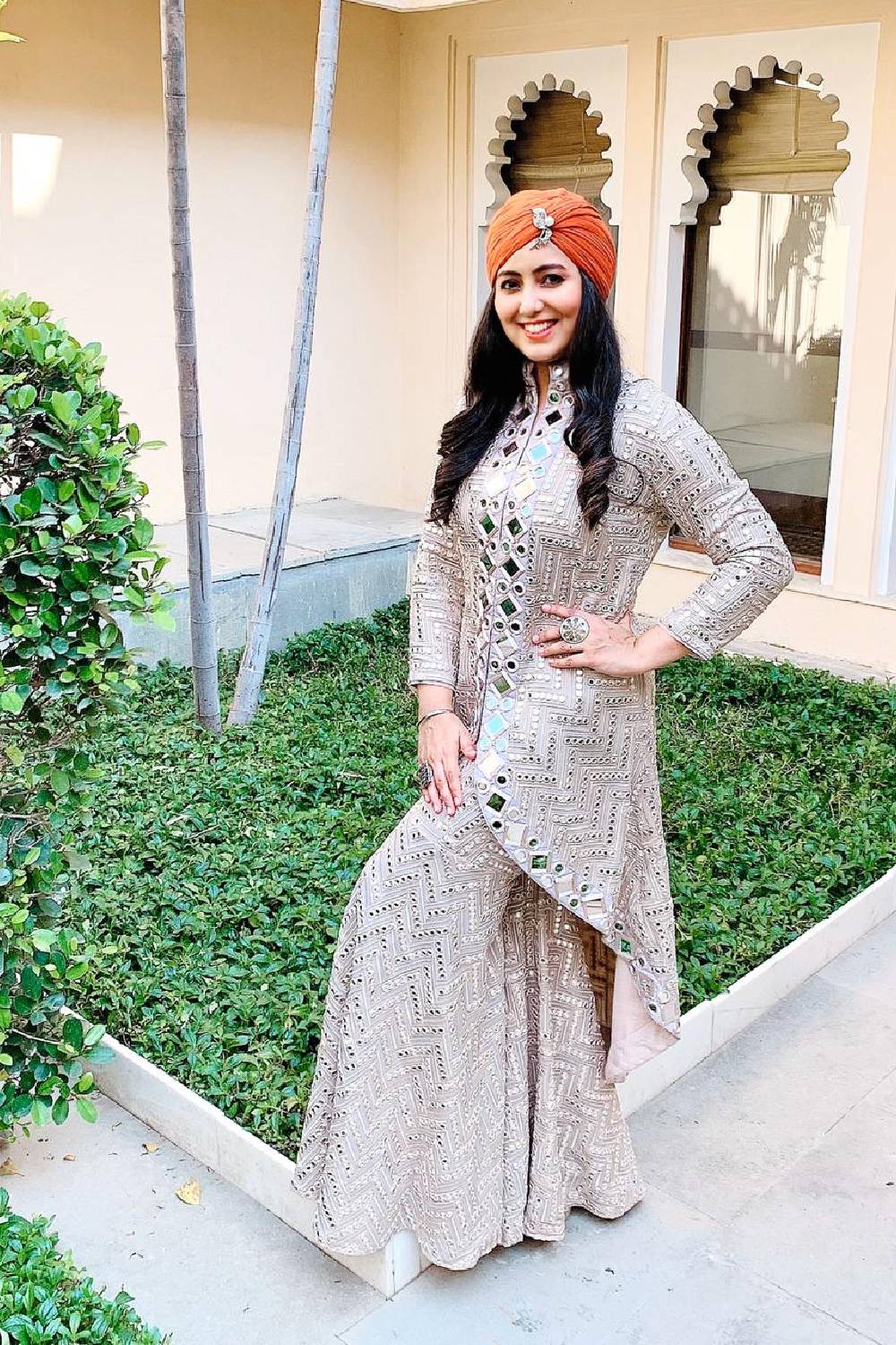 Harshdeep Kaur in our Mirrorwork Sharara