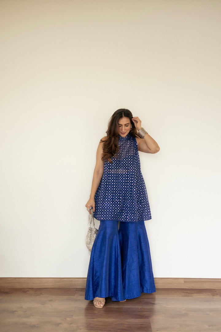 Urmi Daga in our Short hi neck A Line top and Dupian Bellbottoms