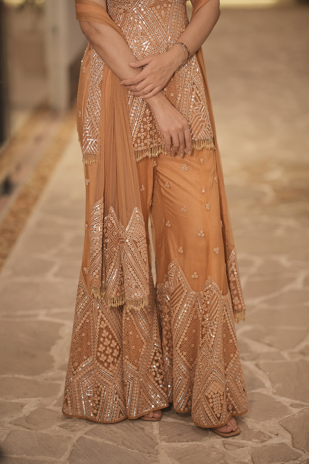 Somya Bakshi In Our Backless Peplum Top with Bootcut and Dupatta