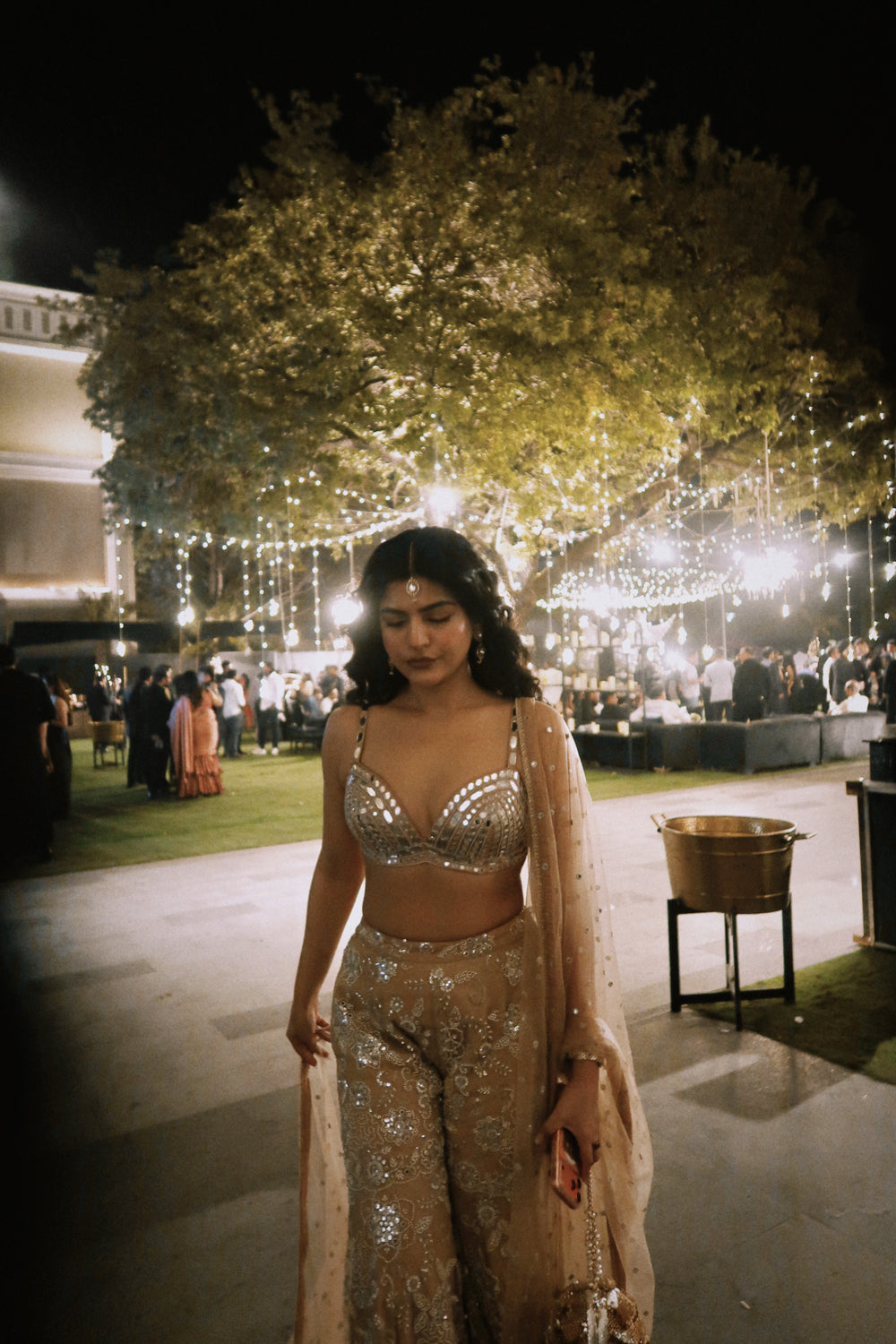 Kritika Khurana in our Mirror Work Bralette With Shararas Pants and Dupatta