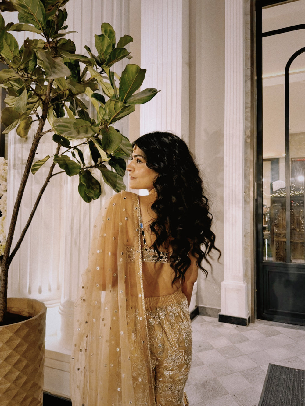 Kritika Khurana in our Mirror Work Bralette With Shararas Pants and Dupatta