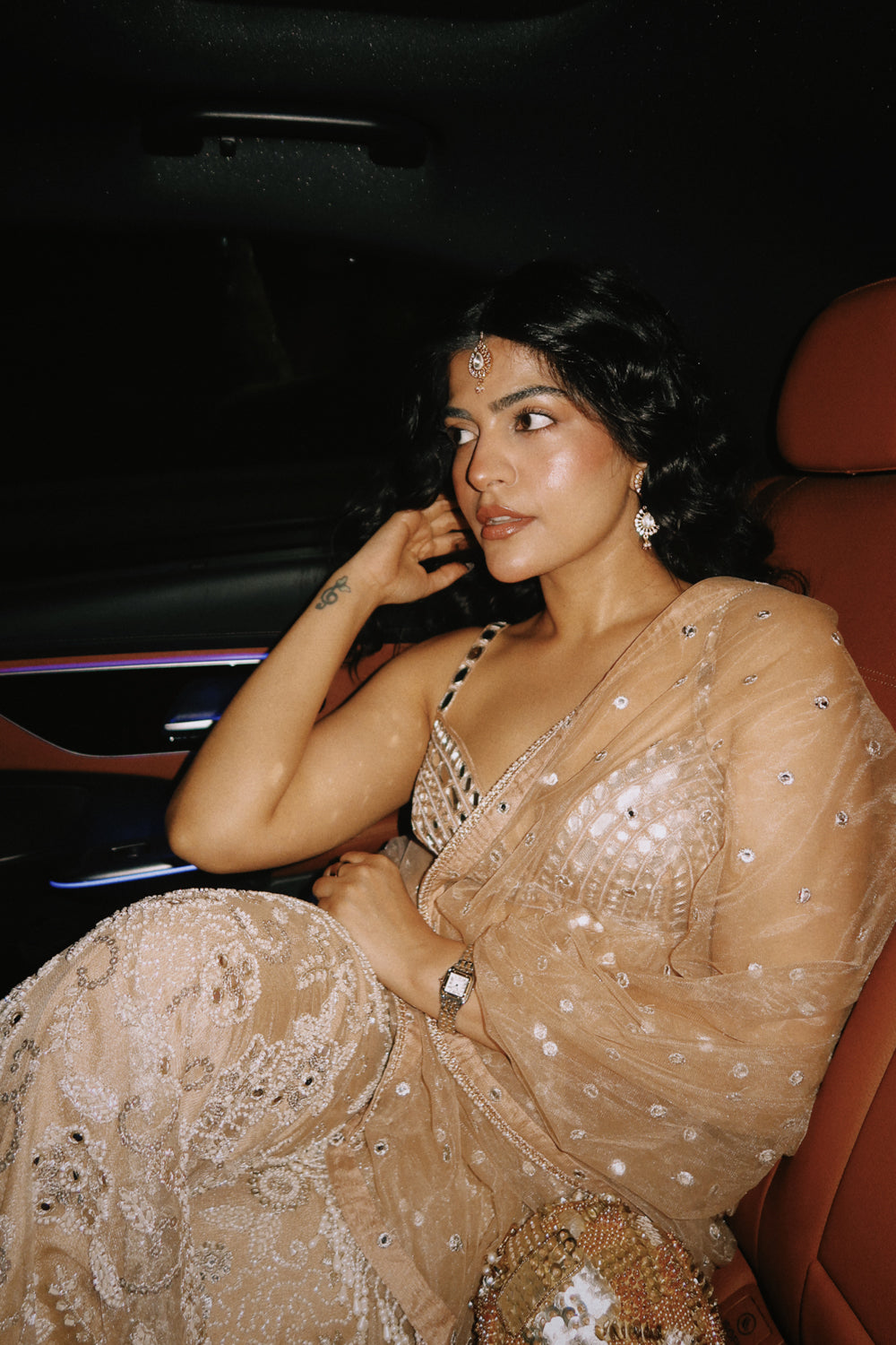 Kritika Khurana in our Mirror Work Bralette With Shararas Pants and Dupatta