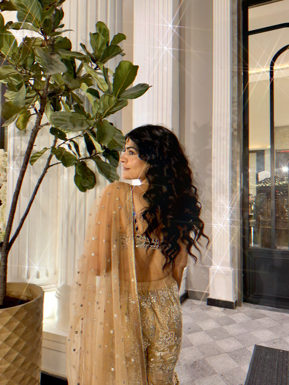 Kritika Khurana in our Mirror Work Bralette With Shararas Pants and Dupatta