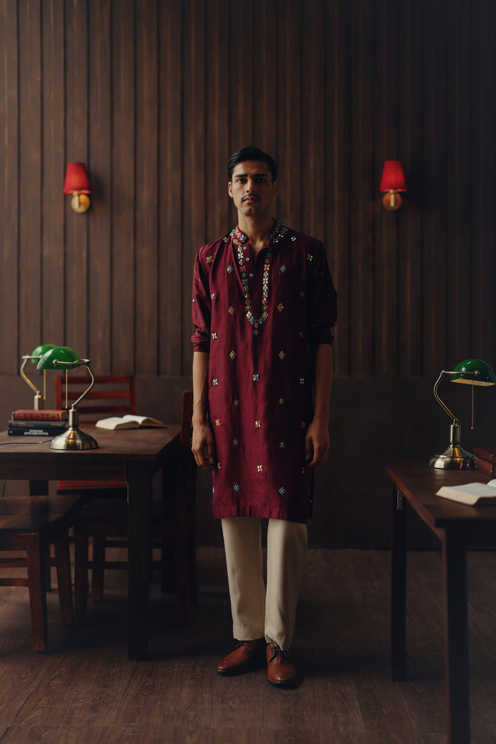 Kutchi Embroidery Kurta Set