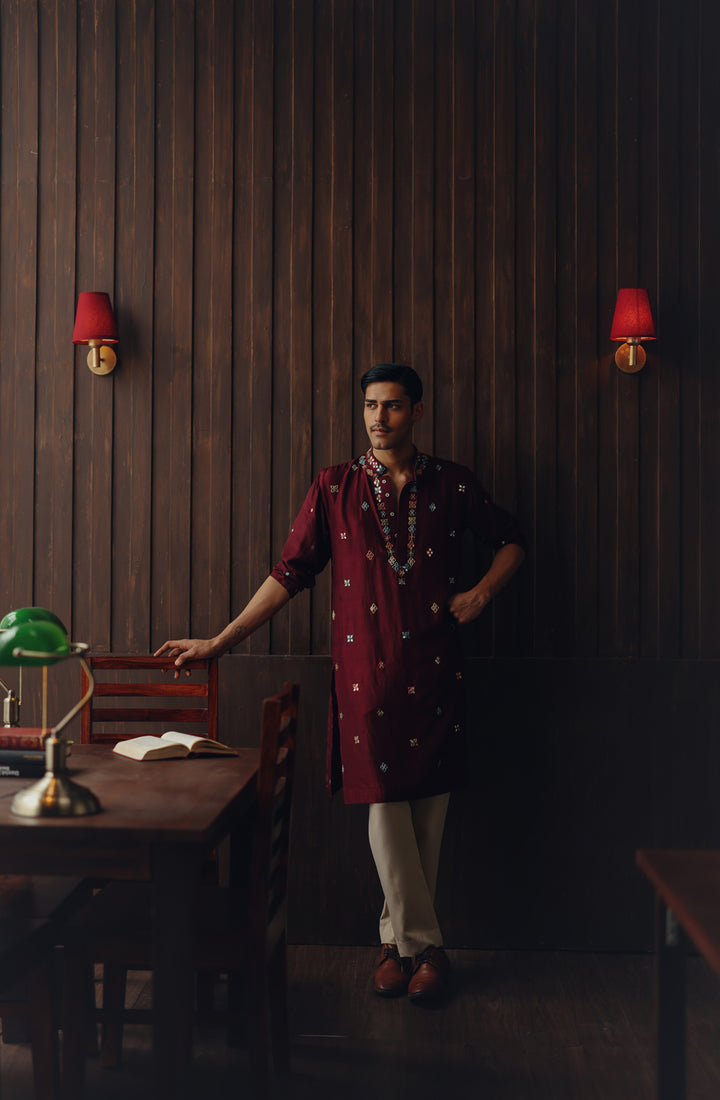 Kutchi Embroidery Kurta Set