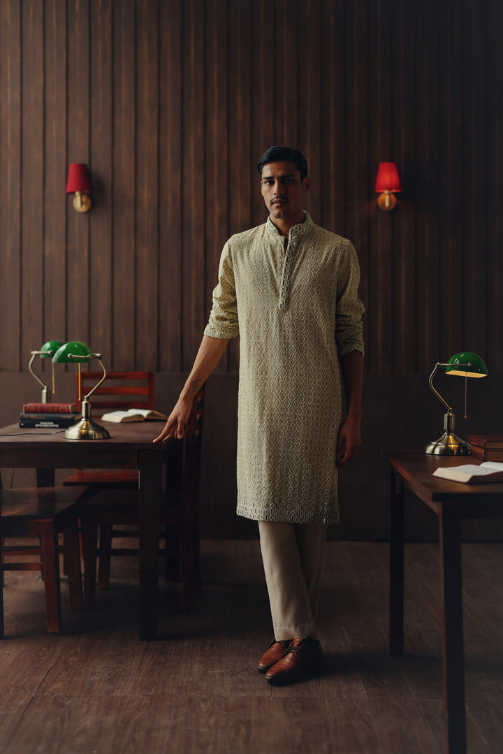 Mirrorwork Chikankari Kurta Set