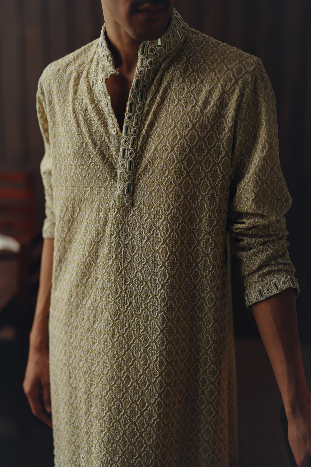 Mirrorwork Chikankari Kurta Set