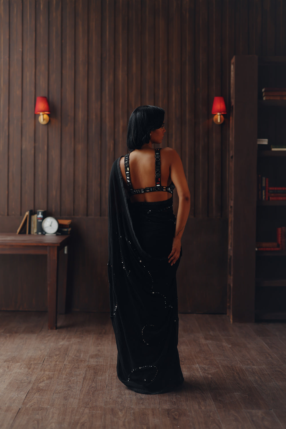 Georgette embellished saree  with Mirrorwork Bralette