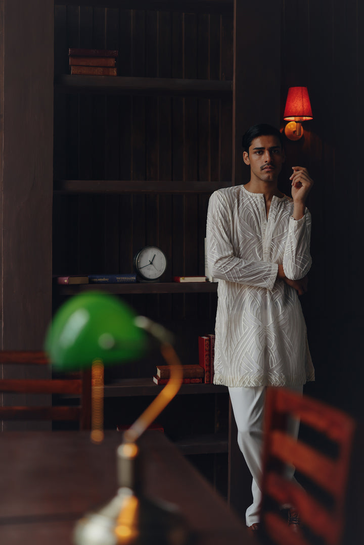 Ivory Threadwork Kurta Set