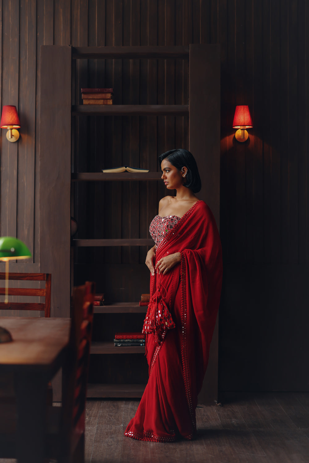 Georgette scalopped saree with bralette