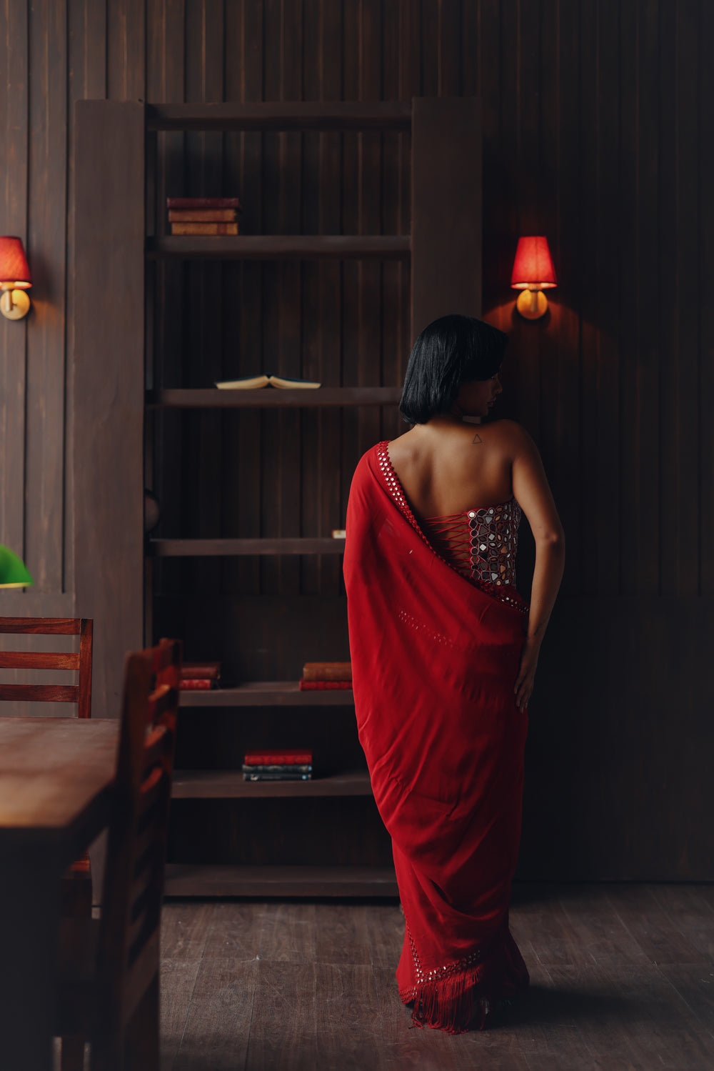 Georgette scalopped saree with bralette