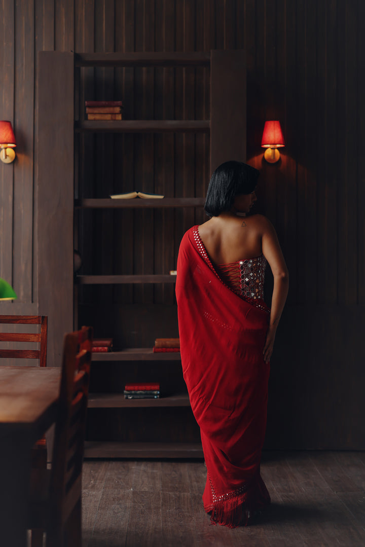 Georgette scalopped saree with bralette