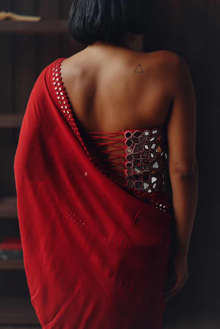 Georgette scalopped saree with bralette