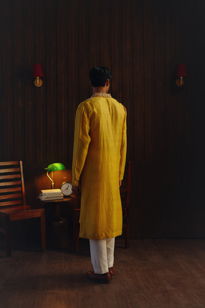 Mirrorwork Beadwork Monga Silk Kurta Set