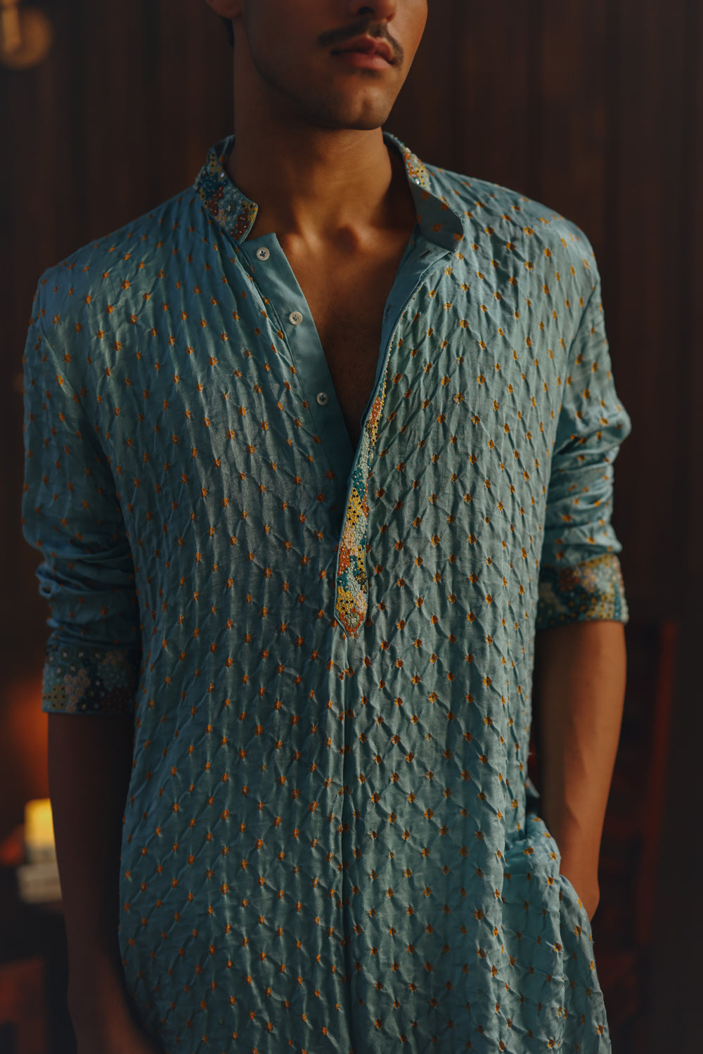 Embellished Bandhani Kurta Set